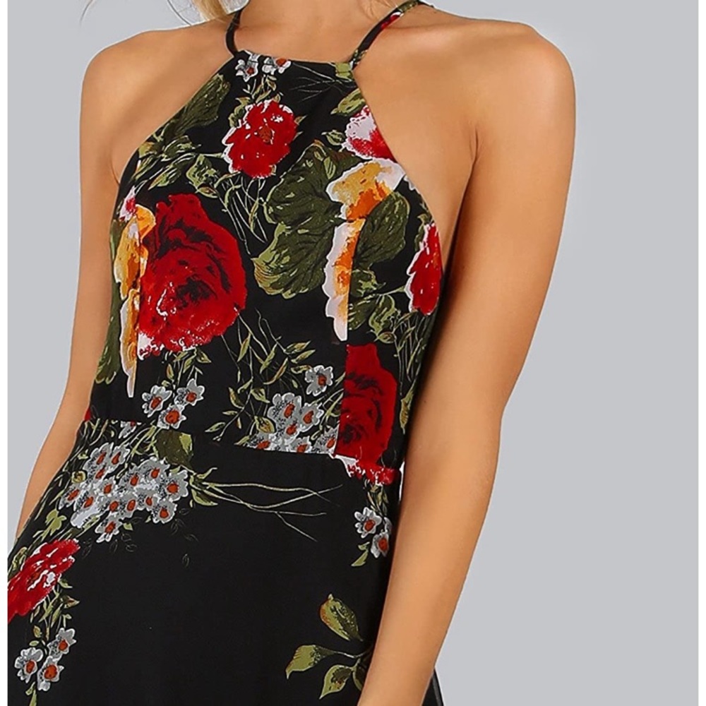 🆕Halter Neck Vintage Floral Print Maxi Dress - Picture 3 of 4